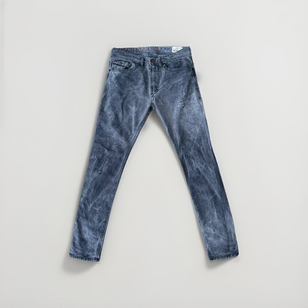 Diesel Jeans Mens 30 Black Denim Braddom Regular Slim Carrot Dark Wash